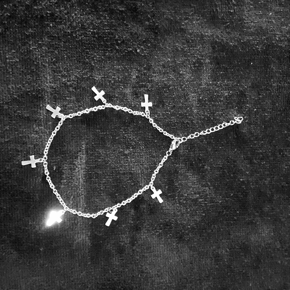 Silver Cross Anklet